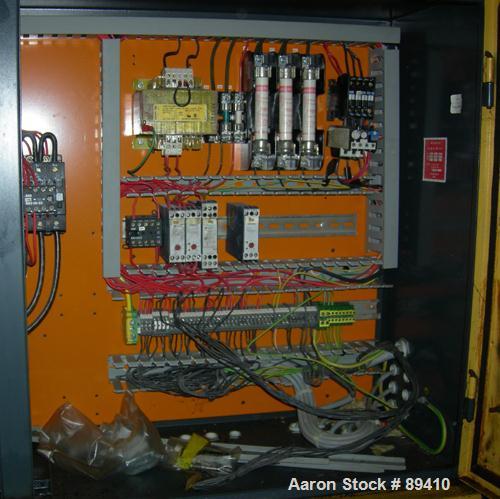 USED: Kaeser stationary rotary screw compressor, model DS140, aircooled. Capacity approximately 520 cfm at 110 psi. Driven by a 100 hp,3/60/460 volt motor. Unit includes a control panel. Skid mounted...