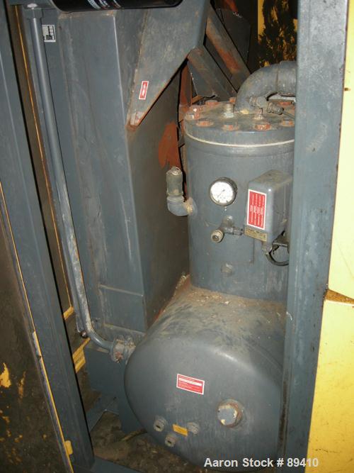 USED: Kaeser stationary rotary screw compressor, model DS140, aircooled. Capacity approximately 520 cfm at 110 psi. Driven by a 100 hp,3/60/460 volt motor. Unit includes a control panel. Skid mounted...