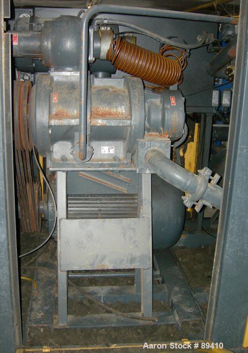 USED: Kaeser stationary rotary screw compressor, model DS140, aircooled. Capacity approximately 520 cfm at 110 psi. Driven by a 100 hp,3/60/460 volt motor. Unit includes a control panel. Skid mounted...