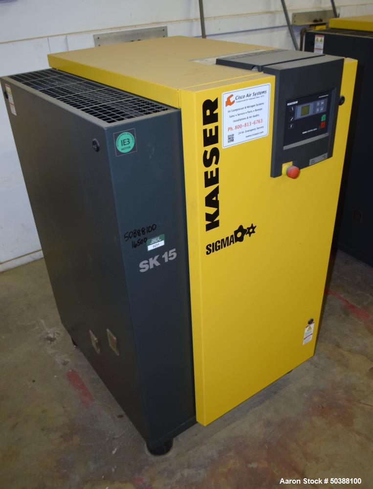 Used- Kaeser Model SK 15 Stationary Rotary Screw Compressor