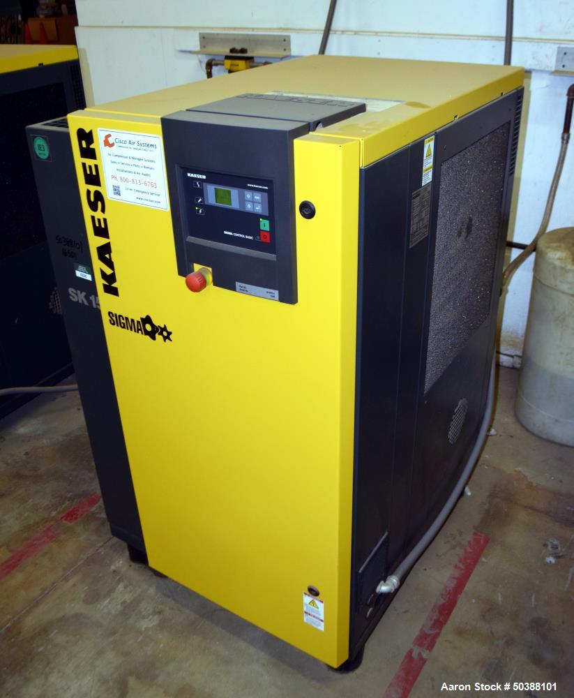 Used- Kaeser Stationary Rotary Screw Compressor, Model SK 15.