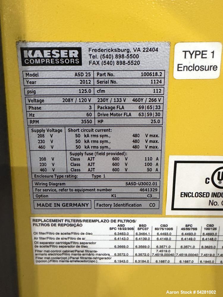Kaeser ASD 25 Industrial Rotary Screw Air Compressor with Sigma Control 2 | 25 H