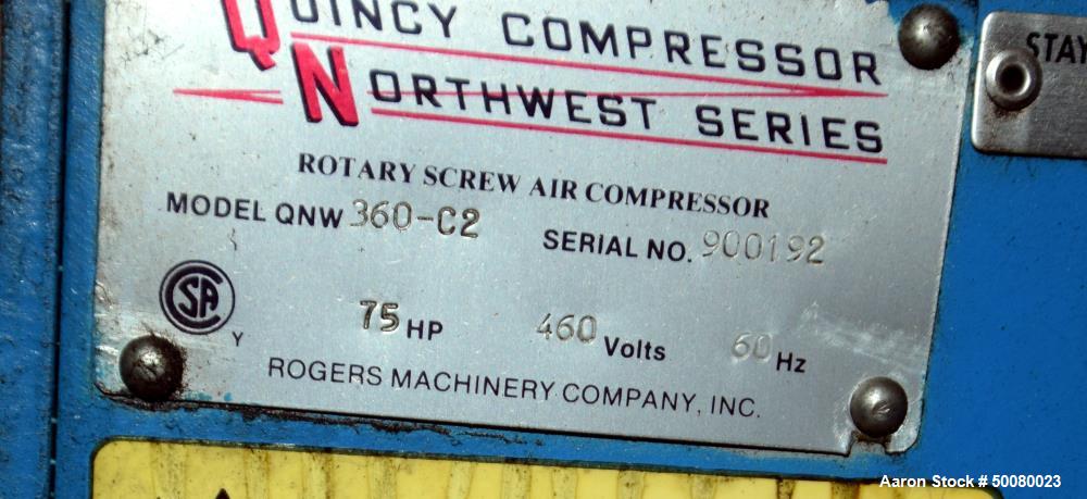 Used Rodgers Machinery Quincy Northwest Rotary Screw Compressor