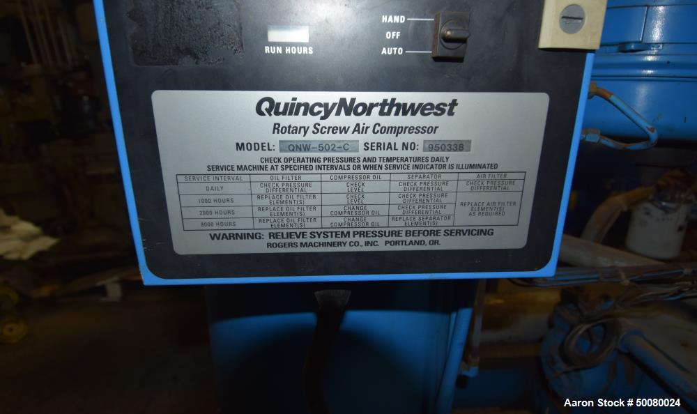 Used Rodgers Machinery Quincy Northwest Rotary Screw Compressor