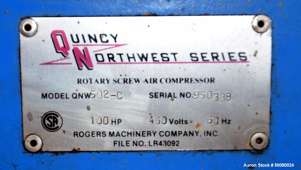 Used- Rodgers Machinery Quincy Northwest Rotary Screw Compressor