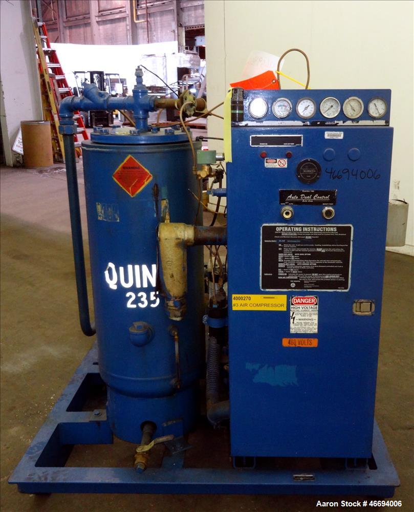 Used- Quincy Helical Screw Air Compressor, Model Q235WNW1, Water Cooled. Capacity 234 CFM at 125 psi. Driven by a 50hp, 3/60...