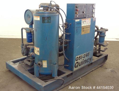 Used Quincy QSI-245 Water cooled  Rotary Screw Compressor, Model QSI245WNW31B. Approximate air delivery 245 cfm at 110 psig. Driven by a 50 hp, 3/60/230/460 volt, 1780 rpm motor. Unit includes contro...