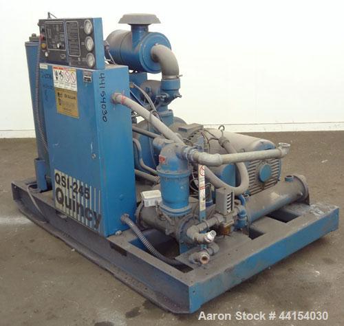 Used Quincy QSI-245 Water cooled  Rotary Screw Compressor, Model QSI245WNW31B. Approximate air delivery 245 cfm at 110 psig. Driven by a 50 hp, 3/60/230/460 volt, 1780 rpm motor. Unit includes contro...