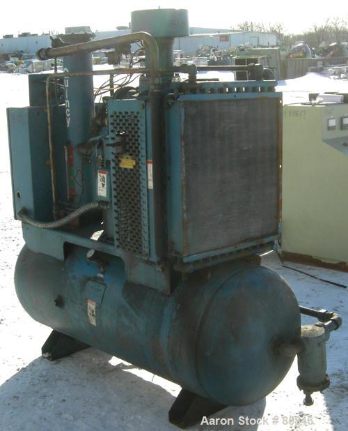 USED: Quincy rotary screw tank mounted air compressor, model QST HANA31K. Approx 176 acfm at 100 psig. Air cooled. Air/oil reservoir. Driven by a 40 hp, 3/60/230/460 volt, 1750 rpm motor. Mounted on ...