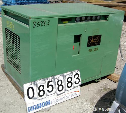 USED: Sullair single stage rotary screw compressor, model 10-25AC/AC 24KT, air cooled. Rated 105 cfm at 115/125 psig. Driven by a 25 hp, 3/60/230/460 volt, 1750 rpm motor. Includes sound enclosure an...