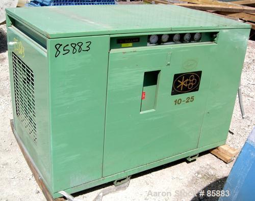USED: Sullair single stage rotary screw compressor, model 10-25AC/AC 24KT, air cooled. Rated 105 cfm at 115/125 psig. Driven by a 25 hp, 3/60/230/460 volt, 1750 rpm motor. Includes sound enclosure an...
