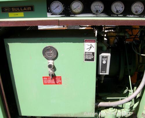 USED: Sullair single stage rotary screw compressor, model 10-25AC/AC 24KT, air cooled. Rated 105 cfm at 115/125 psig. Driven by a 25 hp, 3/60/230/460 volt, 1750 rpm motor. Includes sound enclosure an...