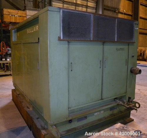 Used Sullair Rotary Screw Air Compressor, model 25-200H ACAC. Single stage, air cooled. Approximately 1218 cfm at 115/125 psig. Driven by a 200 hp, 3/60/460 volt, 1780 rpm motor. Includes a control p...