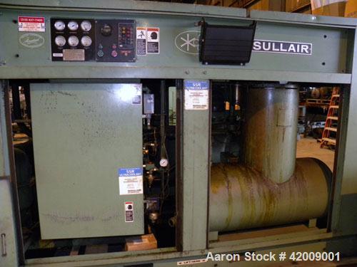 Used Sullair Rotary Screw Air Compressor, model 25-200H ACAC. Single stage, air cooled. Approximately 1218 cfm at 115/125 psig. Driven by a 200 hp, 3/60/460 volt, 1780 rpm motor. Includes a control p...