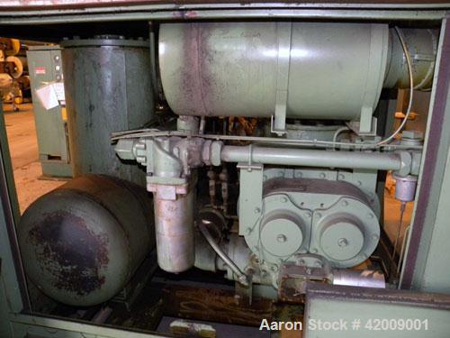 Used Sullair Rotary Screw Air Compressor, model 25-200H ACAC. Single stage, air cooled. Approximately 1218 cfm at 115/125 psig. Driven by a 200 hp, 3/60/460 volt, 1780 rpm motor. Includes a control p...