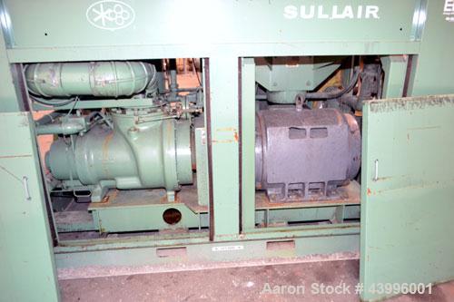 Used Sullair Air Cooled Rotary Screw Air Compressor, Model 25-200H ACAC. Approximately 900 cfm at 150 psig. Driven by a 250hp, 3/60/460 volt, 1770 rpm motor. Includes a control panel, and sound enclo...