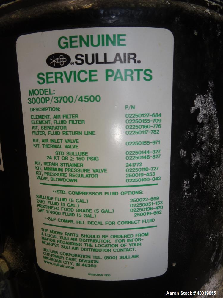 Used Sullair S-Energy 3700 Air Cooled Rotary Screw Compressor