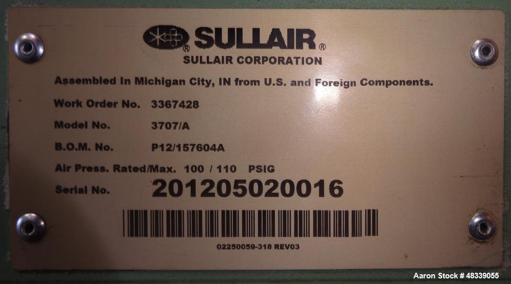 Used Sullair S-Energy 3700 Air Cooled Rotary Screw Compressor