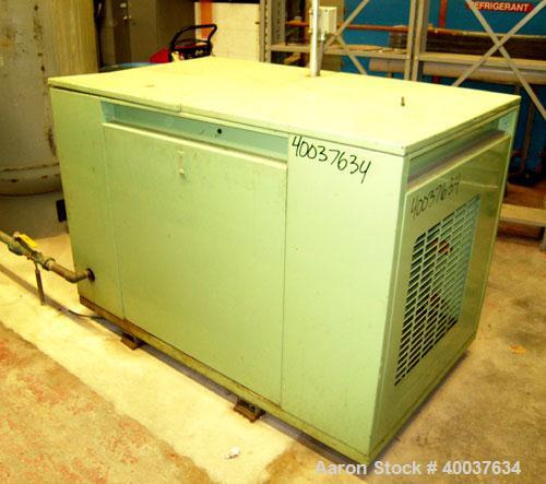 Used Sullair Rotary Screw Air Compressor, model LS-10. Approximately 111 cfm at 100 psig. Approximately 100 psi, and a 25 hp motor. Includes a sound enclosure. Missing controls, 51094 hours on meter....