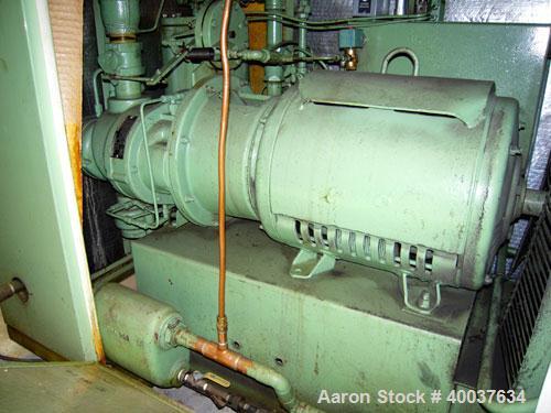 Used Sullair Rotary Screw Air Compressor, model LS-10. Approximately 111 cfm at 100 psig. Approximately 100 psi, and a 25 hp motor. Includes a sound enclosure. Missing controls, 51094 hours on meter....