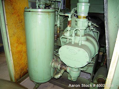 Used Sullair Rotary Screw Air Compressor, model LS-10. Approximately 111 cfm at 100 psig. Approximately 100 psi, and a 25 hp motor. Includes a sound enclosure. Missing controls, 51094 hours on meter....