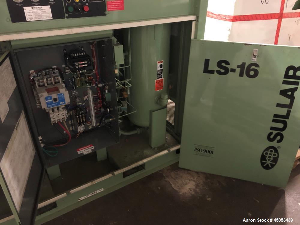 Unused- Sullair Rotary Screw Compressor, Model LS-16. Approximately 370 acfm capacity at 100psi. Driven by a 75hp motor. Includes Air Dryer, Model SRD400.