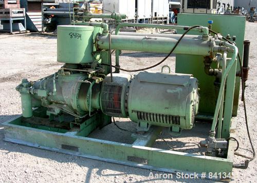 USED: Sullair single stage rotary screw air compressor, model LS20S-150LWCWC, water cooled. Rated 730 cfm at 100 psig. Driven by a 150 hp, 3/60/460 volt, 1780 rpm motor. Includes heat exchangers, tan...