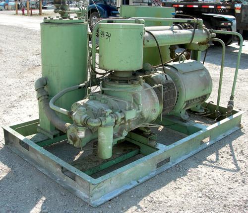 USED: Sullair single stage rotary screw air compressor, model LS20S-150LWCWC, water cooled. Rated 730 cfm at 100 psig. Driven by a 150 hp, 3/60/460 volt, 1780 rpm motor. Includes heat exchangers, tan...