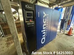 Used Quincy QGV-100 rotary screw air compressor, 100 HP, VSD, 460V/3-phase. Touchscreen controller showing 5,262 hours. Pane...