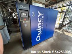 Used Quincy QGV-100 rotary screw air compressor, 100 HP, VSD, 460V/3-phase. Touchscreen controller (ID UTY310037) displaying...