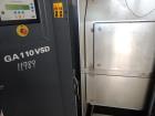 Used- Atlas Copco One Stage Lubricated Screw Air Compressor. Model GA110VSP-AP. Rated 192 to 701 CFM @125PSI. Driven by 150 ...