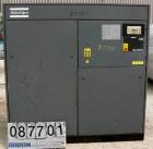 USED: Atlas Copco Stationary Rotary Screw Compressor, model GA55W. Rated max 132 psi, water cooled. Capacity approximately 328 cfm at 125 psi. Driven by a 75 hp, 3/60/230/460 volt, 3550 rpm motor. Un...