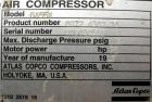 USED: Atlas Copco Stationary Rotary Screw Compressor, model GA55W. Rated max 132 psi, water cooled. Capacity approximately 328 cfm at 125 psi. Driven by a 75 hp, 3/60/230/460 volt, 3550 rpm motor. Un...