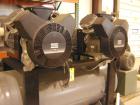 Unused-UNUSED: 100 cfm at 150 psi Atlas Copco high efficiency duplex aircompressor; two compressor/motor units mounted on common air receivertank. Air receiver tested to 250 psi at 450 deg F. 15 hp, ...