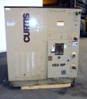 Used Curtis RS Series Rotary Screw Compressor, Model R/S-150D-A/E-E75G. Air cooled, rated 706 cfm at 125 psi. Driven by a 150 hp, 3/60/460 volt, 1780 rpm motor.  Includes a control panel and sound en...