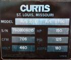 Used Curtis RS Series Rotary Screw Compressor, Model R/S-150D-A/E-E75G. Air cooled, rated 706 cfm at 125 psi. Driven by a 150 hp, 3/60/460 volt, 1780 rpm motor.  Includes a control panel and sound en...