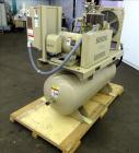 Used Curtis Rotary Screw Air Compressor, 120 Gallon, Model RS25A A-E B101. Rated 104 CFM at 125 psi. Driven by a 25hp,  3/60/200 volt, 1760 rpm motor. Curtis-Toledo compressor model B101-V001. Has mu...