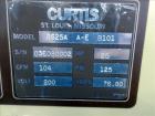 Used Curtis Rotary Screw Air Compressor, 120 Gallon, Model RS25A A-E B101. Rated 104 CFM at 125 psi. Driven by a 25hp,  3/60/200 volt, 1760 rpm motor. Curtis-Toledo compressor model B101-V001. Has mu...