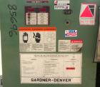 Used Gardner Denver Rotary Screw Compressor, Model EDEQJB-AAGA99C, air cooled. Approximately 221 cfm at 100 psi at 4795 rpm. Driven by a 50 hp, 3/60/460 volt, 1725 rpm motor. Unit includes control pa...