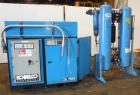 Used Kobelco KNW Series Two Stage Oil Free Rotary Screw Compressor, Model KNW A0-B/H. Air cooled. Rated approximately 223 cfm at 150 psig. Driven by a 60 hp motor. Enclosed in a sound dampening cabin...