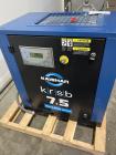 Used Kaishan Deltech Single Stage Rotary Air Compressor, Model KRSB-7.5. 24CFM. Driven by a 5.5kw (7.5hp) 3/60/208-230/460v 3540rpm motor. Rated 125 psi discharge pressure, Serial# 407682, built 2022...