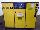Used Kaeser Air Cooled Rotary Screw Compressor, Model BS51. Approximate 182 cfm at 125 psi. Driven by a 40hp, 3/60/440-480 volt, 1765 rpm motor. Includes Kaeser controls. Skid mounted. 31,518 Hours. ...