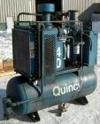 USED: Quincy rotary screw tank mounted air compressor, model QST HANA31K. Approx 176 acfm at 100 psig. Air cooled. Air/oil reservoir. Driven by a 40 hp, 3/60/230/460 volt, 1750 rpm motor. Mounted on ...