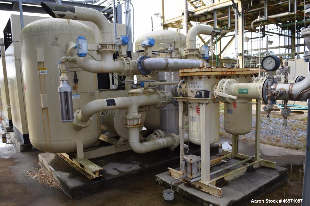 Used Ingersoll-Rand Heated Blower Desiccant Dryer, Model HB50004HN49S, Inlet Capacity 5000 SCFM. Desiccant 1633 kg per tower, 3/60/460 volt, maximum inlet air 150 psi at 120 degrees F. Serial# 525722...