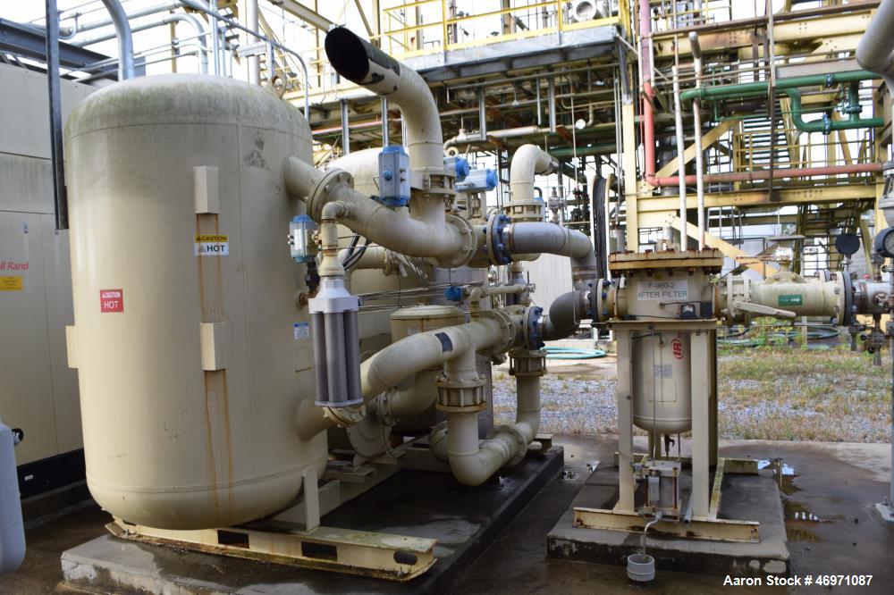 Used Ingersoll-Rand Heated Blower Desiccant Dryer, Model HB50004HN49S, Inlet Capacity 5000 SCFM. Desiccant 1633 kg per tower, 3/60/460 volt, maximum inlet air 150 psi at 120 degrees F. Serial# 525722...