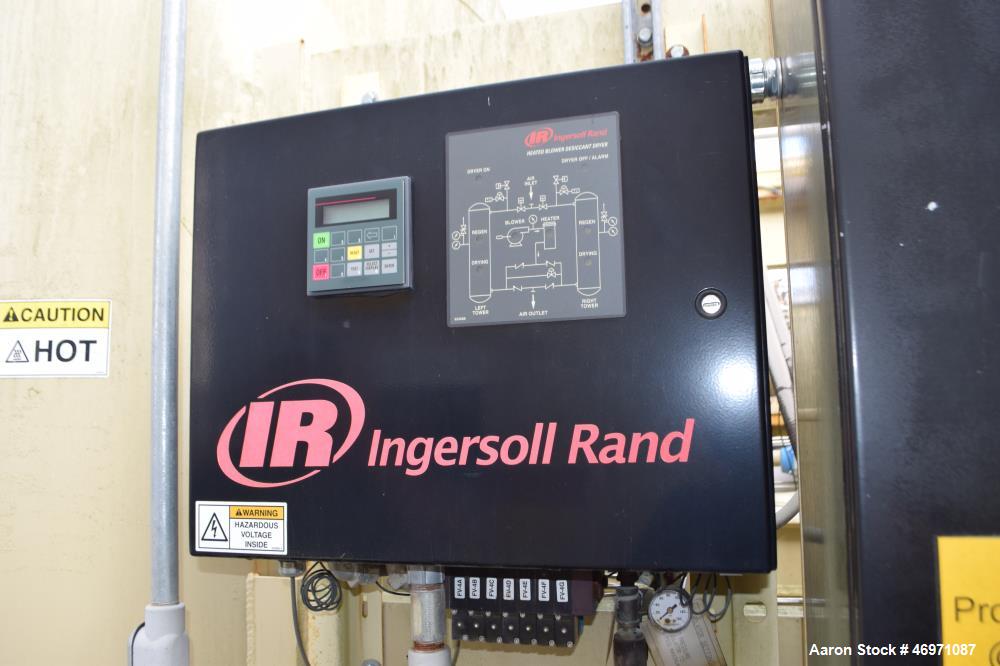 Used Ingersoll-Rand Heated Blower Desiccant Dryer, Model HB50004HN49S, Inlet Capacity 5000 SCFM. Desiccant 1633 kg per tower, 3/60/460 volt, maximum inlet air 150 psi at 120 degrees F. Serial# 525722...
