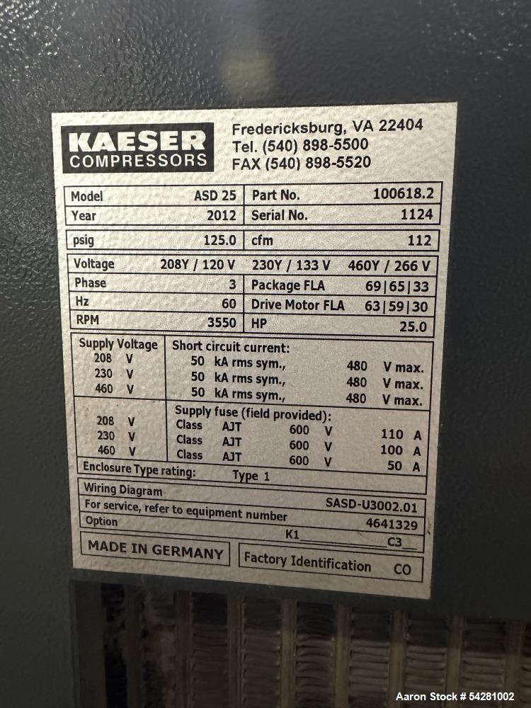 Kaeser ASD 25 Industrial Rotary Screw Air Compressor with Sigma Control 2 | 25 H