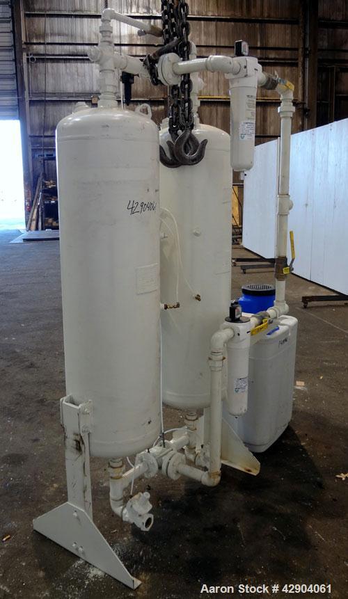 Used Van Air Systems Heatless Regenerative Desiccant Air Dryer, Model HL375-142. System is rated for 375 cfm at minimum 60 to a maximum of 150 psig, minimum/maximum inlet temperature 40 to 120 degree...