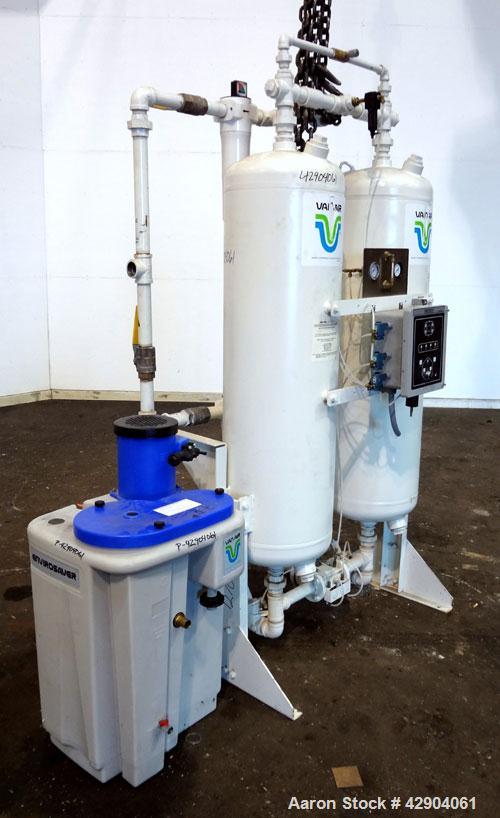 Used Van Air Systems Heatless Regenerative Desiccant Air Dryer, Model HL375-142. System is rated for 375 cfm at minimum 60 to a maximum of 150 psig, minimum/maximum inlet temperature 40 to 120 degree...