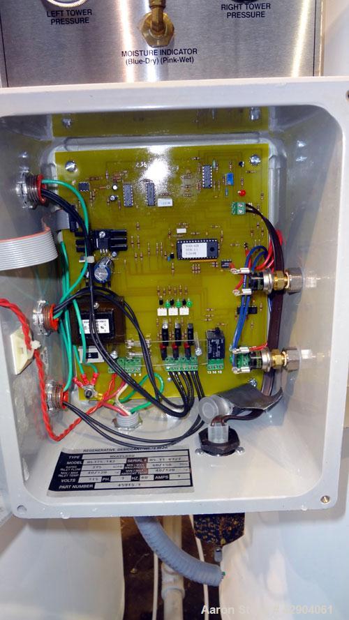 Used Van Air Systems Heatless Regenerative Desiccant Air Dryer, Model HL375-142. System is rated for 375 cfm at minimum 60 to a maximum of 150 psig, minimum/maximum inlet temperature 40 to 120 degree...